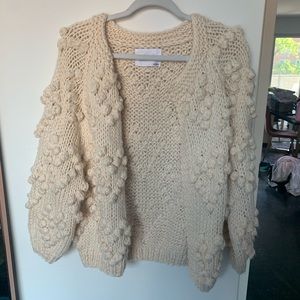 ChicWish Cream Heart Bobble Cardigan - M/L